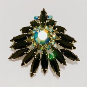 Vintage Black Rhinestone Brooch​